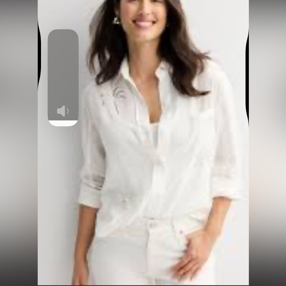 New Calypso St. Barth White Button-Up Shirt with Embroidered Design size M